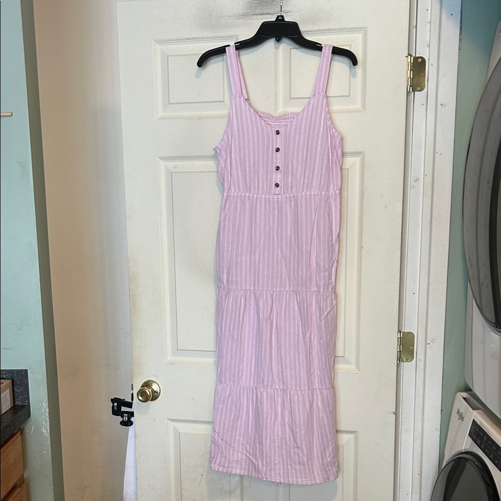 Sonoma Goods for Life Pink and White Striped maxi dress Size Large